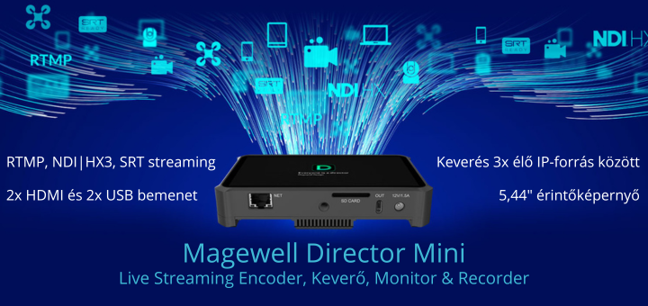 Magewell Director Mini Live Streaming Encoder, Keverő, Monitor & Recorder 