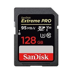 SanDisk 128GB SDXC 95MB/s UHS-I V30 U3, Extreme Pro